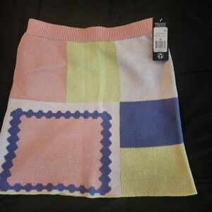 Trendy Patchwork Mini Skirt in Pastel Hues